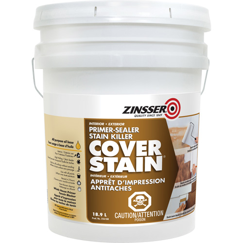Zinsser 256188 Scellant d'appr&ecirc;t &agrave; base d'huile Cover Stain, 18,9 L, Seau, Blanc