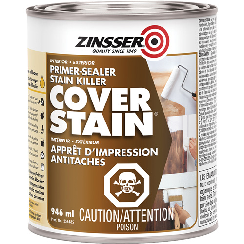 Zinsser 256185 Scellant d'appr&ecirc;t &agrave; base d'huile Cover Stain, 946 ml, Canette, Blanc