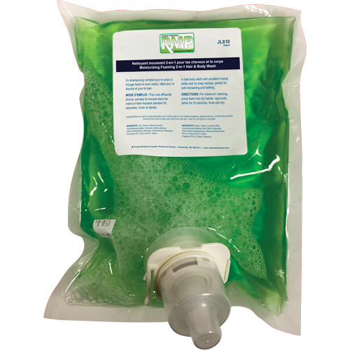 RMP Maintenance Products JL610 Moisturizing Hair & Body Wash, 1 L, Green Apple, Bag Cartridge