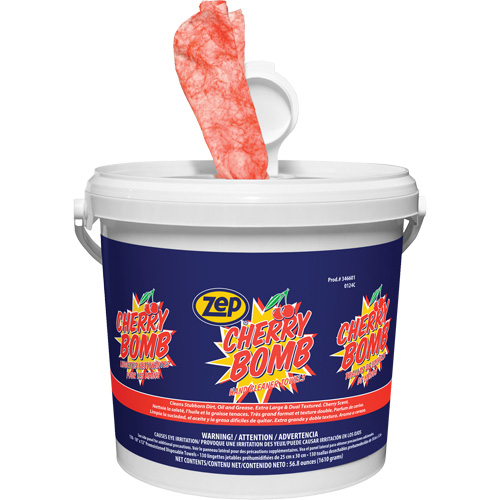 Zep 346601 Cherry Bomb Heavy-Duty Hand Cleaner Wipes