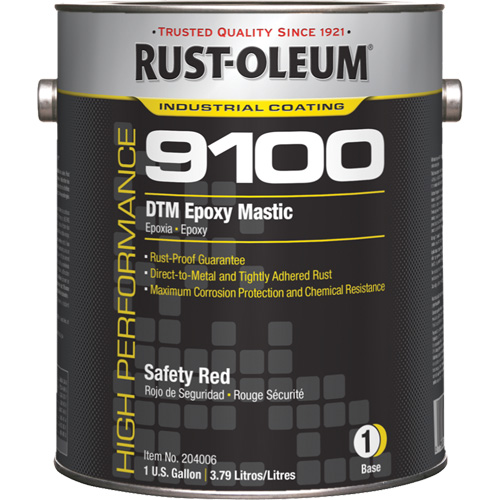 Rust-Oleum 204006 Base de mastic &eacute;poxy DTM du syst&egrave;me 9100, Rouge s&eacute;curit&eacute;, Gallon