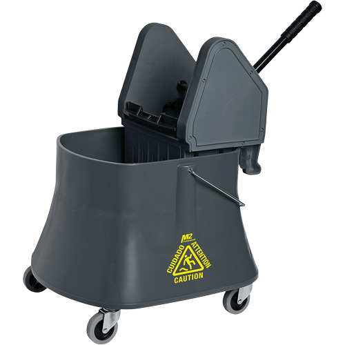 M2 Professional BW-D1232-40-GY Ensemble de seau pour vadrouille et essoreuse Champ, Pression vers le bas, 10 gal. US (40 pintes), Gris