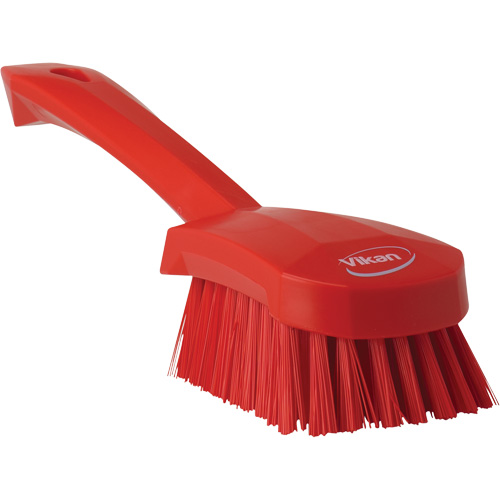Vikan 41924 Short-Handled Churn Brush, Stiff Bristles, 10" Long, Red