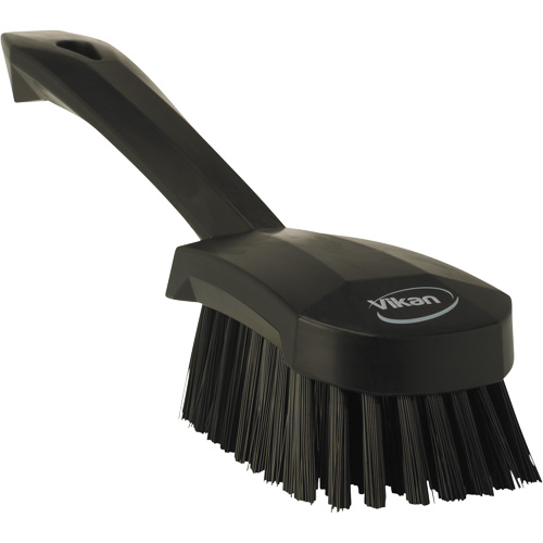 Vikan 41929 Short-Handled Churn Brush, Stiff Bristles, 10" Long, Black