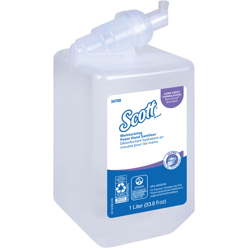 Kimberly-Clark 34700 Mousse d&eacute;sinfectante et hydratante pour les mains Control de Scott, 1000 ml, Cartouche de recharge, 70 % alcool