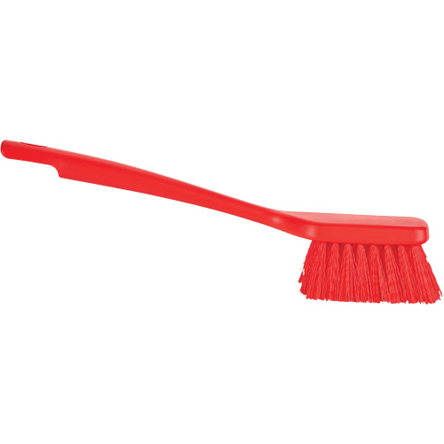 Vikan 410714 ColorCore Short Handle Brush, Stiff Bristles, 12" Long, Red