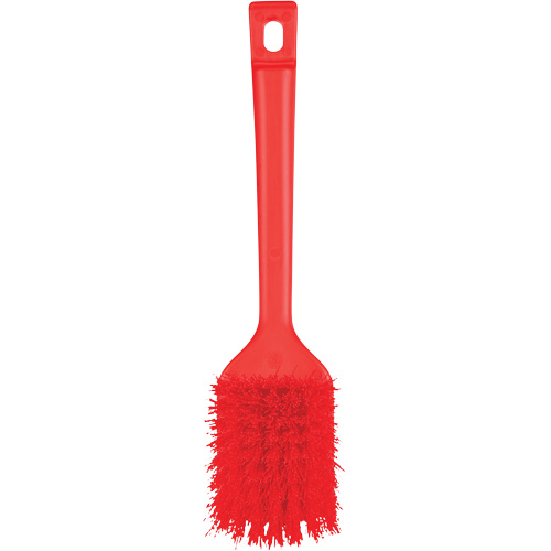 Vikan 410714 ColorCore Short Handle Brush, Stiff Bristles, 12" Long, Red