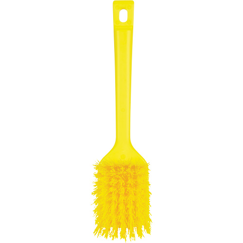 Vikan 410716 ColorCore Short Handle Brush, Stiff Bristles, 12" Long, Yellow