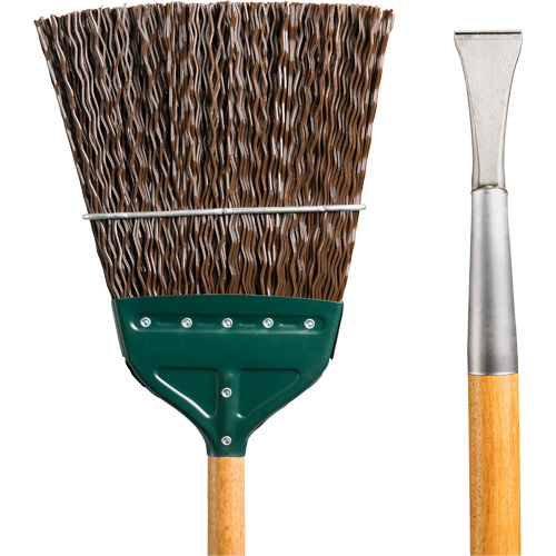 M2 Professional BT-112 Track & Switch Broom with Heavy-Duty Forged Chisel, Wood Handle, Polypropylene Bristles, 55" L