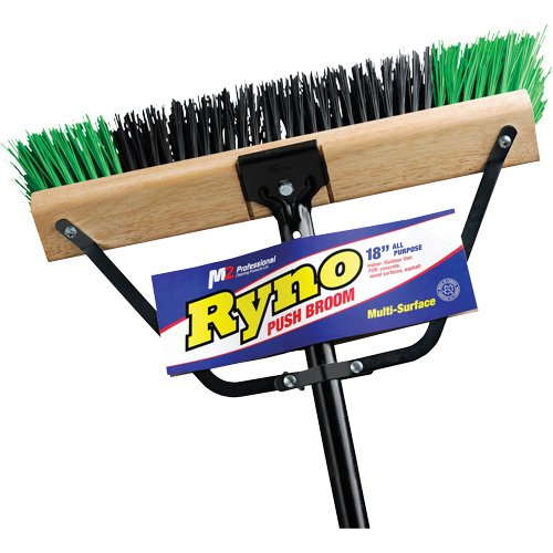 M2 Professional PB-700-GB18 Ryno Push Broom with Braced Handle, 18", Stiff, PVC Bristles