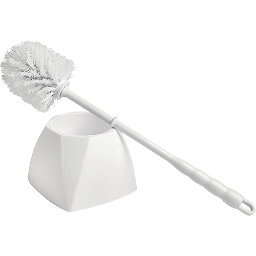 M2 Professional BR-WM203 Brosse &agrave; cuvettes avec coupelle, 15-1/2" l, Soies Polypropyl&egrave;ne, Blanc