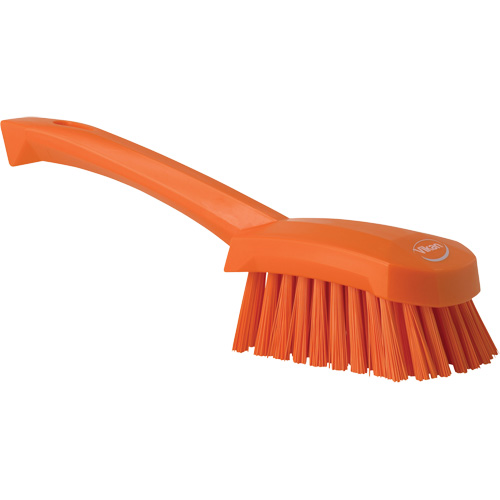 Vikan 41927 Short-Handled Churn Brush, Stiff Bristles, 10" Long, Orange