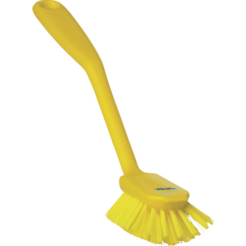 Vikan 42376 Brosse &agrave; vaisselle avec racloir, Soies Moyen, Longueur de 11", Jaune