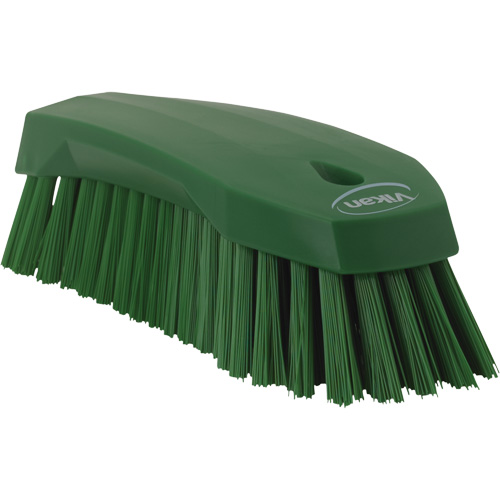 Vikan 38902 Large Angled Hand Brush, Stiff Bristles, 8" Long, Green