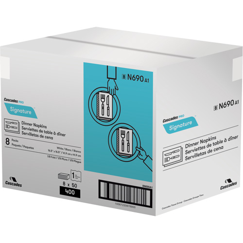 Cascades N690 Pro Signature&reg; Airlaid Dinner Napkins, 1 Ply, 16.5" x 16.5"