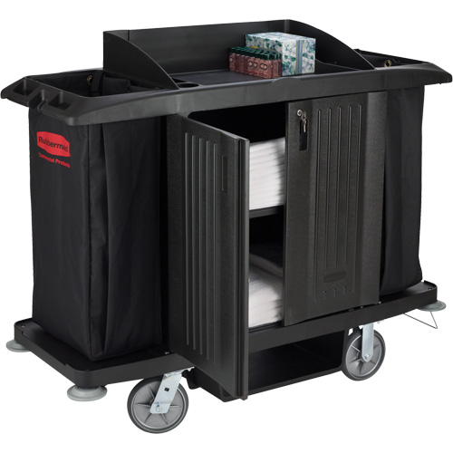 Rubbermaid FG619100BLA Chariot pleine grandeur pour l'entretien m&eacute;nager de bureau avec porte