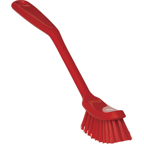 Vikan 42874 Narrow Dish Brush, Medium Bristles, 11" Long, Red