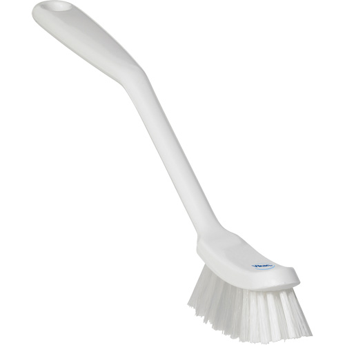 Vikan 42875 Narrow Dish Brush, Medium Bristles, 11" Long, White