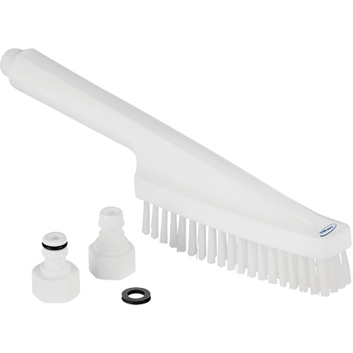 Vikan 70575 Brosse &agrave; main avec circulation d'eau, Soies Ferme, Longueur de 13", Blanc
