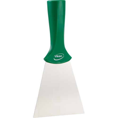 Vikan 40112 Grattoir en acier inoxydable avec poign&eacute;e montable sur manche, Vert, 4" la x 8" lo