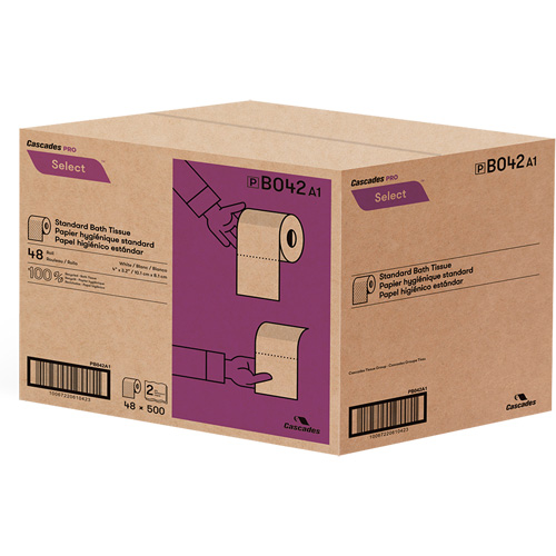 Cascades B042 Pro Select&reg; Toilet Paper, 2 Ply, 500 Sheets/Roll, White