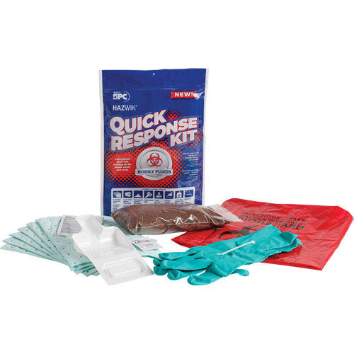 Brady SKHAZ-QRK-BF5 Hazwik&reg; Quick Response Spill Kit for Bodily Fluids, Biohazard, Bag, 0.49 US gal. Absorbancy