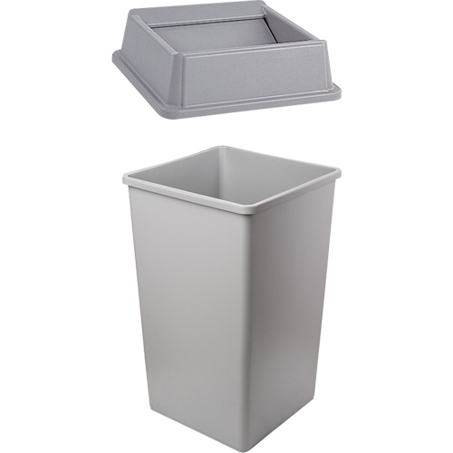 Rubbermaid JP267 Bac &agrave; ordures Untouchable avec couvercle &agrave; battants, Poly&eacute;thyl&egrave;ne, 35 gal. US