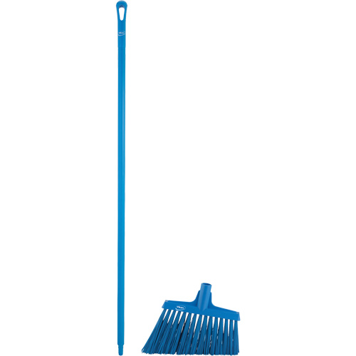 Vikan JP268 Angle Broom Head with Handle, X-Coarse Bristles, 12", Polyester, Blue