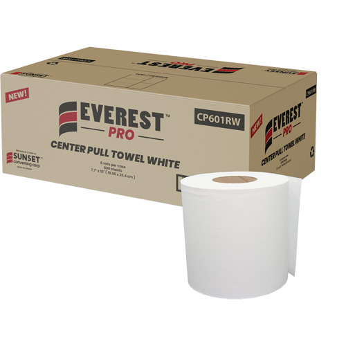 Sunset Converting Corporation CP601RW Essuie-mains en papier blanc, 1 pli, D&eacute;rouler par le centre
