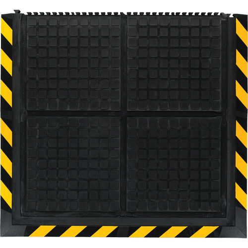 M+A Matting 449822100 Hog Heaven III Comfort Linkable Middle Mat, Corrugated, 3' x 3-3/5' x 3/4", Black/Yellow, Nitrile