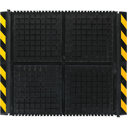 M+A Matting 449821100 Hog Heaven&reg; Linkable Mat - End, Corrugated, 3-1/3' x 3-3/5' x 3/4", Black/Yellow, Nitrile