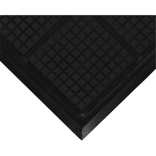 M+A Matting 449304375100 Hog Heaven&reg; Workstation Mat, Corrugated, 3-3/5' x 3-3/5' x 3/4", Black, Nitrile