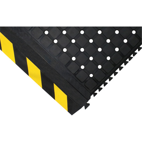 M+A Matting 441421100 Hog Heaven III Drainable Linkable Middle Mat, Corrugated, 3' x 3-2/3' x 3/4", Black/Yellow, Nitrile