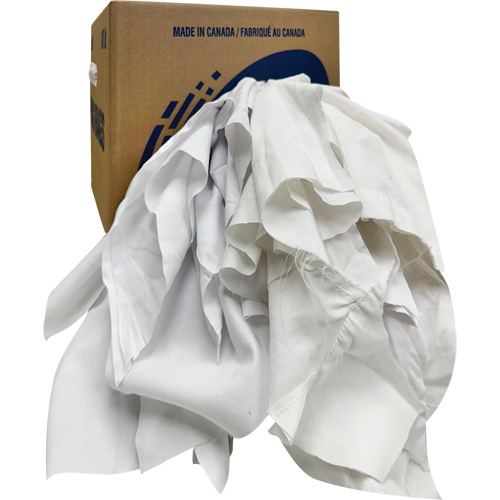 Rotex RD410-C10-SCAN Recycled Wiping Rags, Cotton, White, 10 lbs.