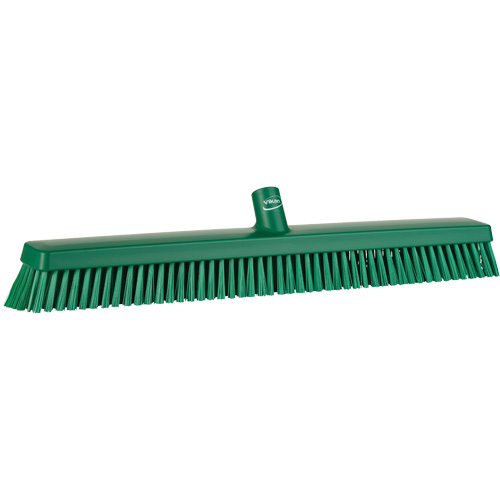 Vikan 31952 Heavy-Duty Push Broom, Fine/Stiff Bristles, 24", Green