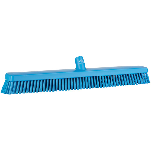 Vikan 31953 Heavy-Duty Push Broom, Fine/Stiff Bristles, 24", Blue
