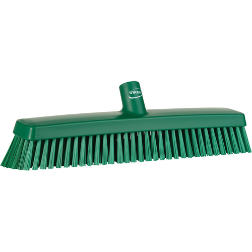 Vikan 31752 Push Broom Head, Fine/Stiff Bristles, 16-1/2", Polyester/Polypropylene, Green