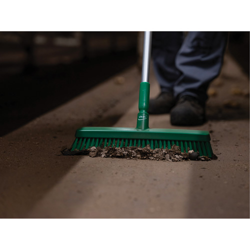Vikan 31752 Push Broom Head, Fine/Stiff Bristles, 16-1/2", Polyester/Polypropylene, Green