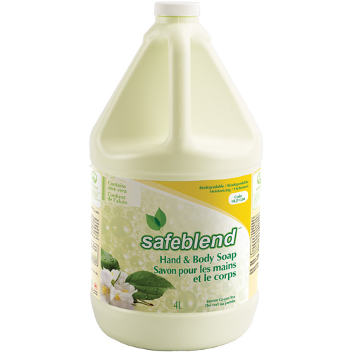 Safeblend HLJTG04-4X4L Savon pour les mains et le corps au th&eacute; vert et jasmin, Liquide, 4 L, Parfum&eacute;