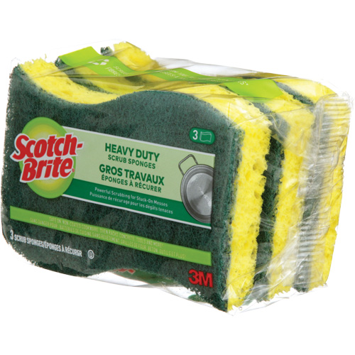 3M HD-3-12-CA Scotch-Brite&reg; Heavy Duty Scrub Sponge, Scrubbing, 2-3/5" W x 4-2/5" L