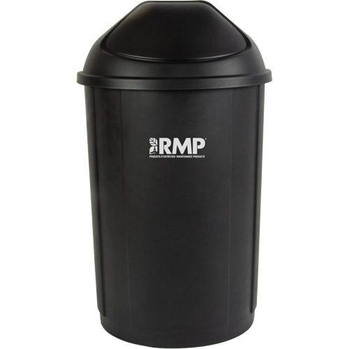 Produits d’entretien RMP JQ886 Bac &agrave; d&eacute;chets demi-rond avec couvercle, Poly&eacute;thyl&egrave;ne, 21 gal. US
