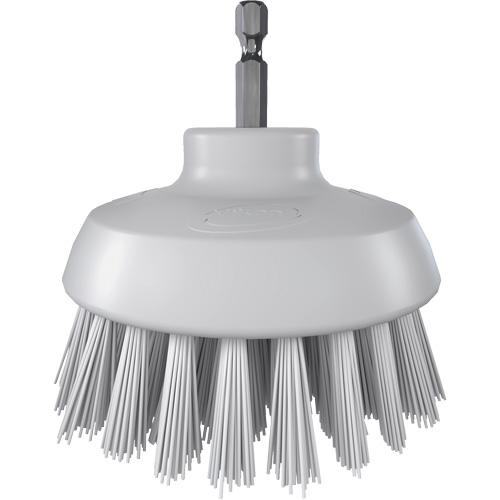 Vikan 87005 HyDrive Round Drill Brush, Extra Stiff Bristles, 3-1/10" Long, White
