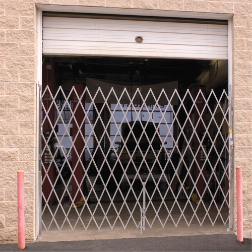 Illinois Engineered Products SSG675L Galvanized Folding Security Gates, Fixed Single Folding, 6' L x 7' H Expanded
