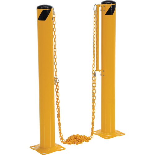 Vestil DCBB-42-4.5 Syst&egrave;me de bornes de protection et chaînes pour quai, Acier, 42" h x 6-5/8" la, Jaune