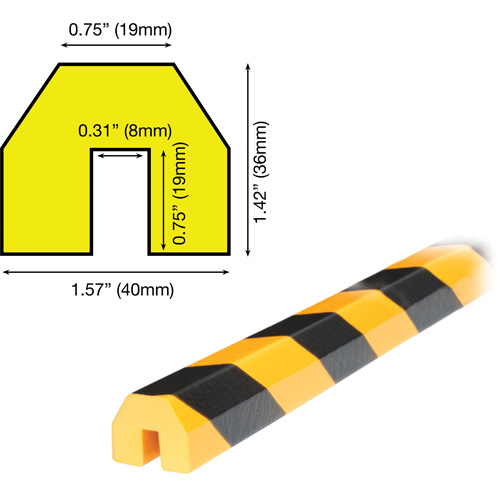 Knuffi 60-6820 Butoir de protection de rebords profil BB 5M, Longueur 2' (0,6096 m)