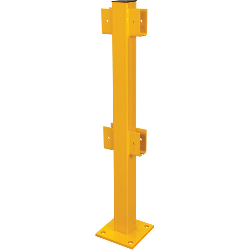 KLETON KI379 In-Line Post for Light-Duty Guard Rails, Steel, 42" H, Safety Yellow