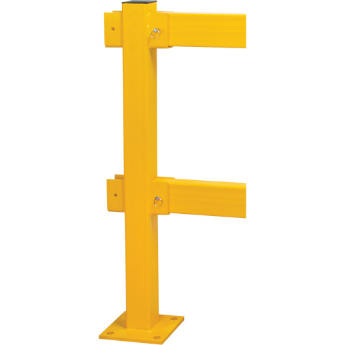 KLETON KI379 In-Line Post for Light-Duty Guard Rails, Steel, 42" H, Safety Yellow