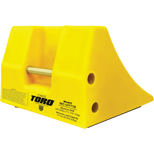 TORO WC-UY710 70 Ton Large Equipment Wheel Chock with Handle, Urethane, Yellow