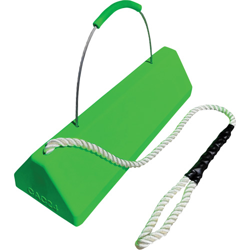 Checkers Industrial Products CAC24-QLR Cale de roue pour avion Checkers Safety SafeRay avec poign&eacute;e &agrave; c&acirc;ble avec cordage en boucle, Ur&eacute;thane, Vert fluorescent, 24" la x 8" p x 6" h