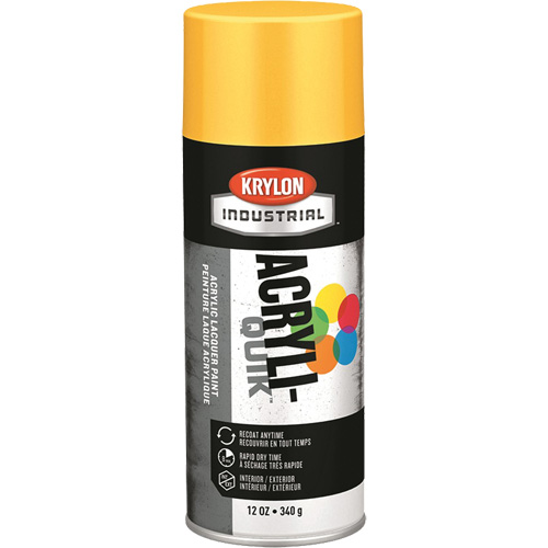 Krylon Industrial K01813A07 Industrial Acryli-Quik Lacquer, OSHA Yellow, High-Gloss, 12 oz., Aerosol Can
